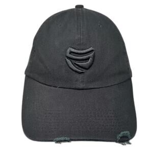 SteelFit Baseball Cap Black Hat OS Distressed Cotton Logo Slideback Adjustable